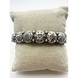 Brighton Harmony Bandit Black Leather Heart Peace Bracelet